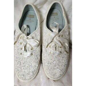 Keds x Kate Spade New York Women’s Champion Glitter Sneakers – White/Silver 9